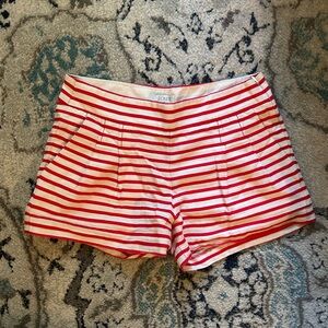 J. Crew High Waist Red and White Striped Shorts